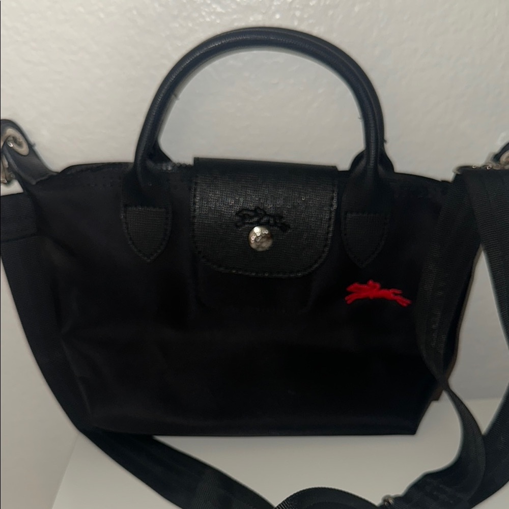 Longchamp Black and Red Crossbody Bag